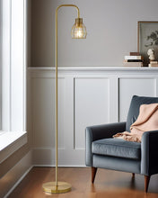 Load image into Gallery viewer, Stylish 63.75" Gold Industrial Floor Lamp with Eco-Friendly 4W LED &amp; Footswitch