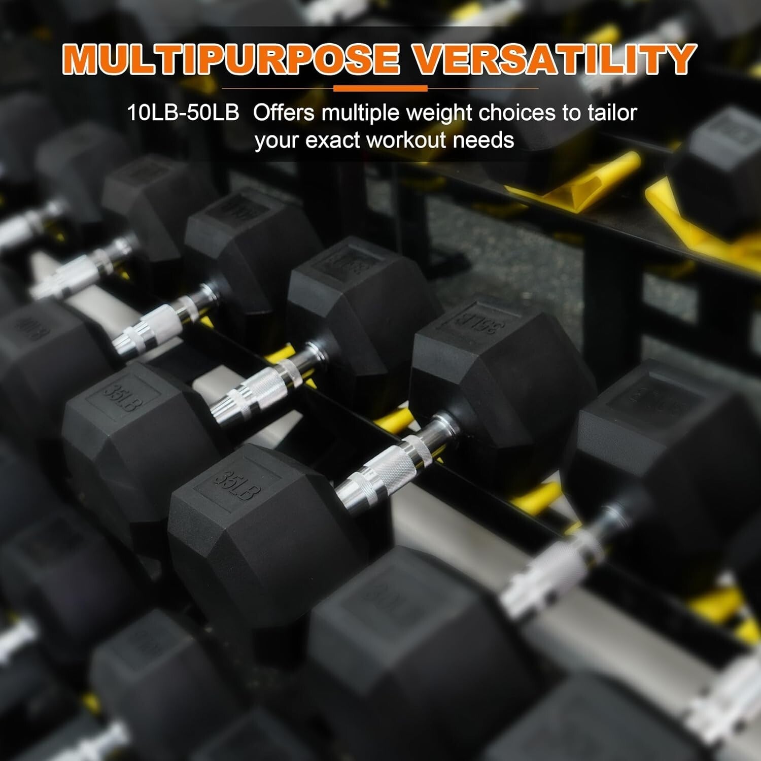 Durable 35 lb Hex Dumbbell - Rubber Coated, Non-Slip Hand Weight for Versatil...