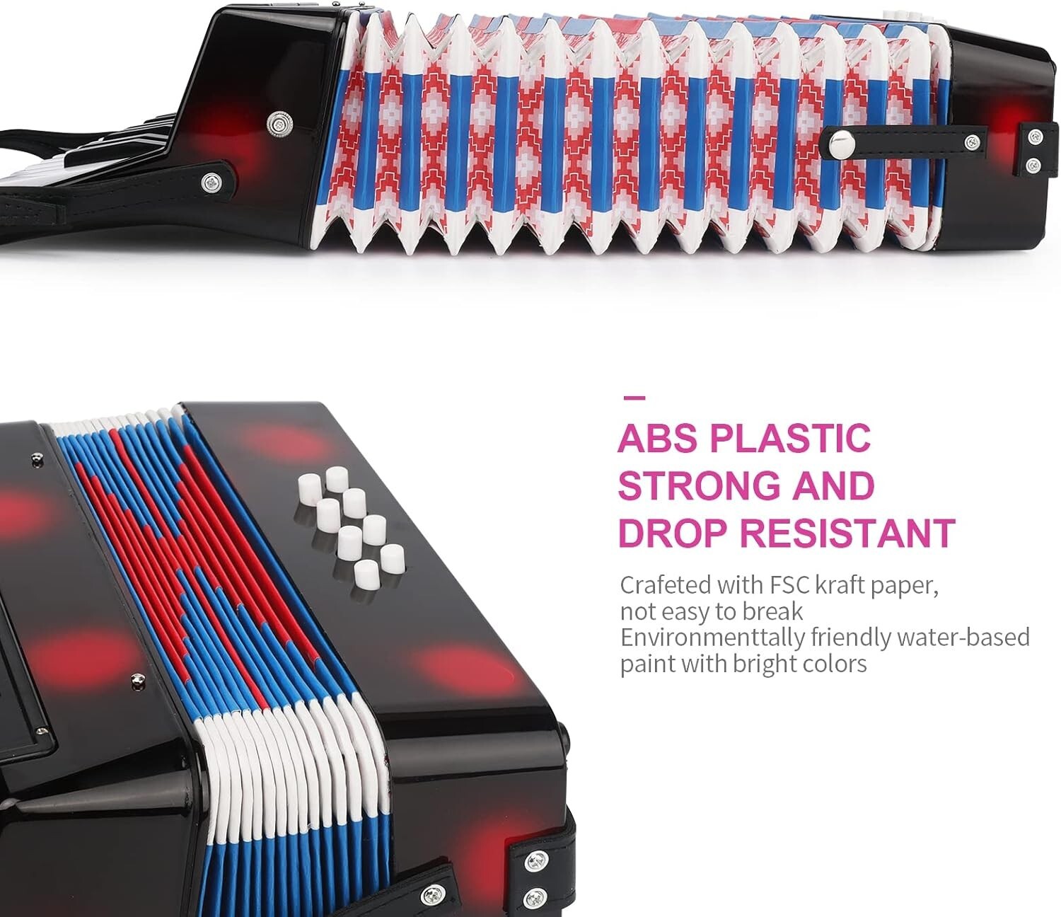 Durable & Safe Children's Accordion with 10 Keys - Early Music Development Tool