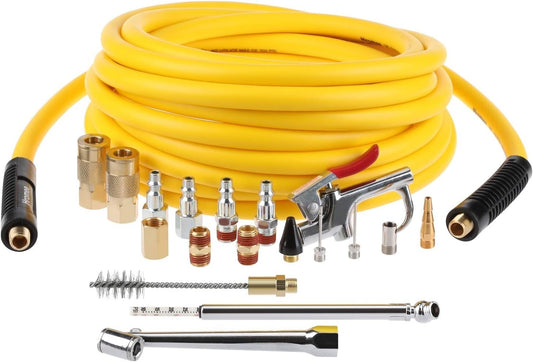 19-Piece Air Compressor Accessories Kit with 25FT Hybrid Hose & Clean-Up Tools
