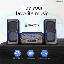 Load image into Gallery viewer, Bluetooth-FM Stereo CD Shelf System with Remote &amp; LCD - Modern Black Design