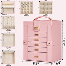 Load image into Gallery viewer, 5-Drawer Jewelry Box with Large Mirror – Chic and Functional Organizer for Women