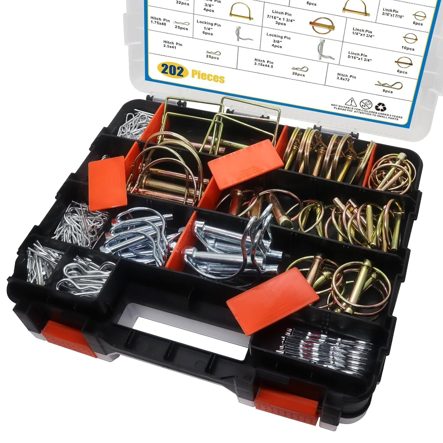 Complete Set of 202 Rust-Resistant Hitch Pins and Clips for All Equipment