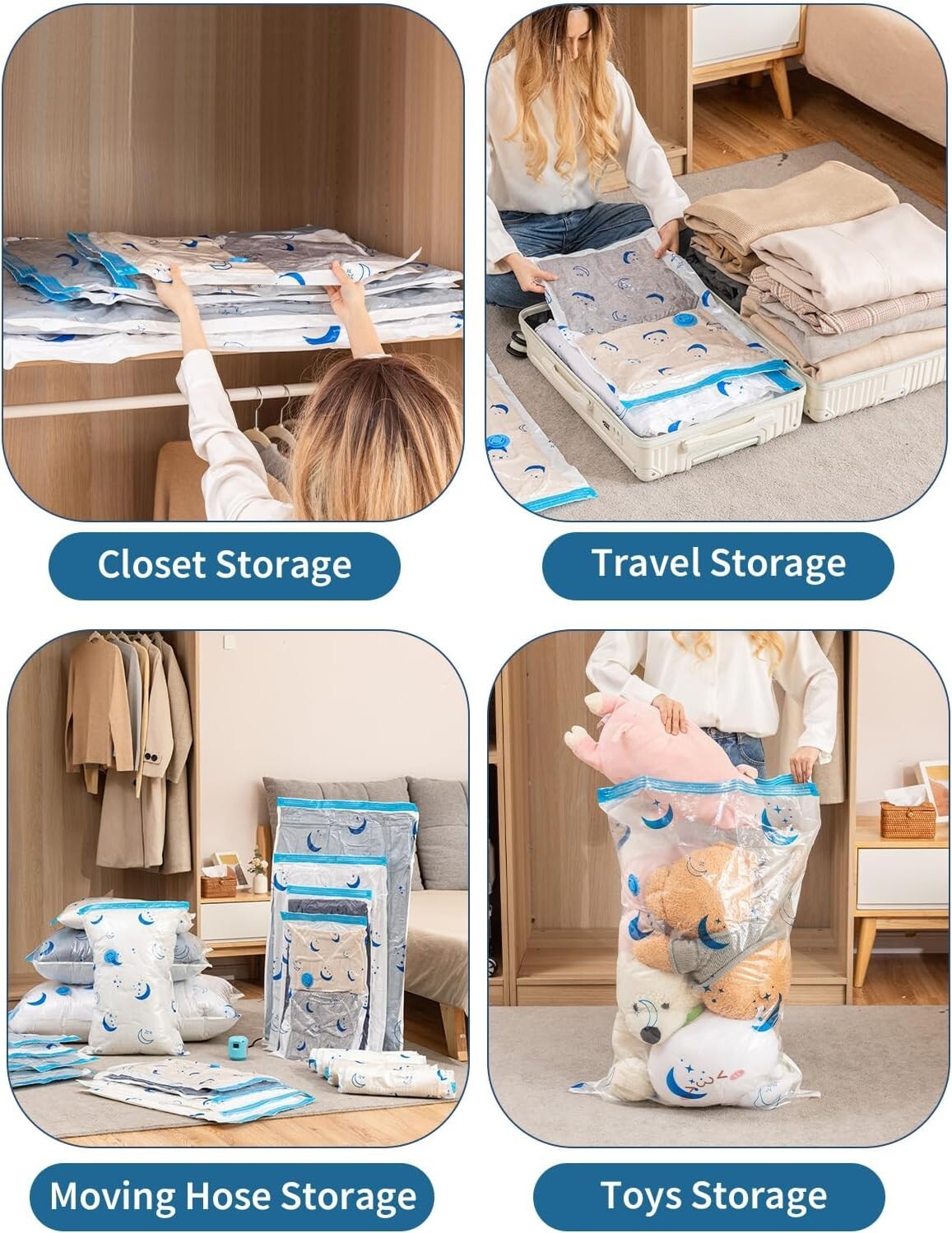 20 Pack Vacuum Storage Bags with Electric Pump - Space-Saving in Jumbo to Small