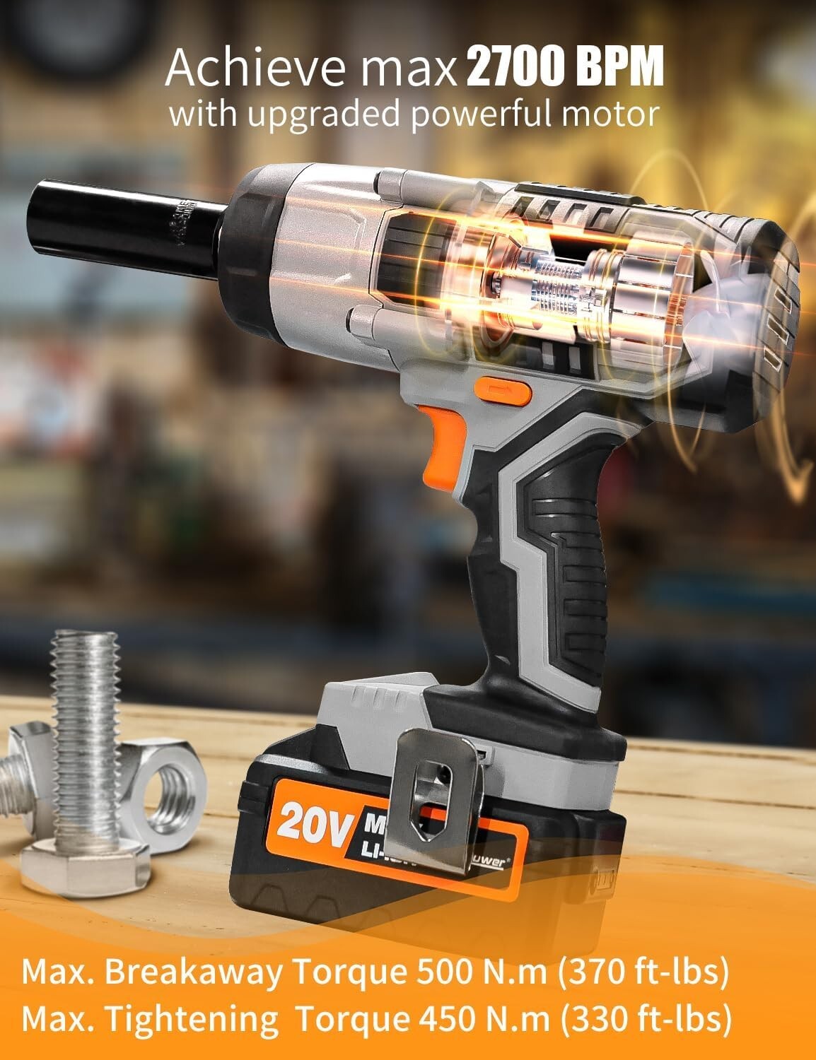 1/2" Drive Cordless Impact Wrench with 4 Sockets & 3.0Ah Battery - Maximum Power