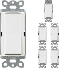 Load image into Gallery viewer, Modern 15 Amp Single-Pole White Paddle Switch - Quick Set Up, 6-Piece Bundle
