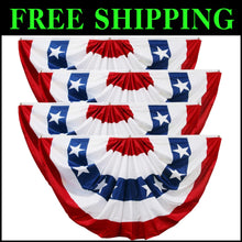 Load image into Gallery viewer, 4 Pack American Flag Bunting 3x6 - Perfect for Fourth of July Outdoor Decor