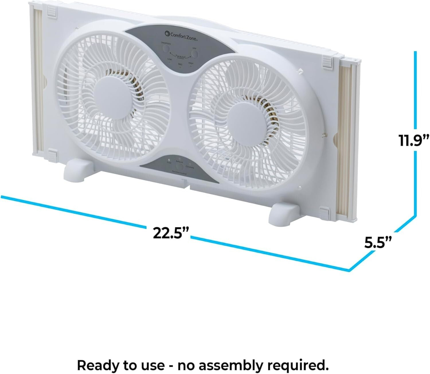 9-Inch Reversible Window Fan with Remote - 3 Speed Dual Airflow & Bug Screen