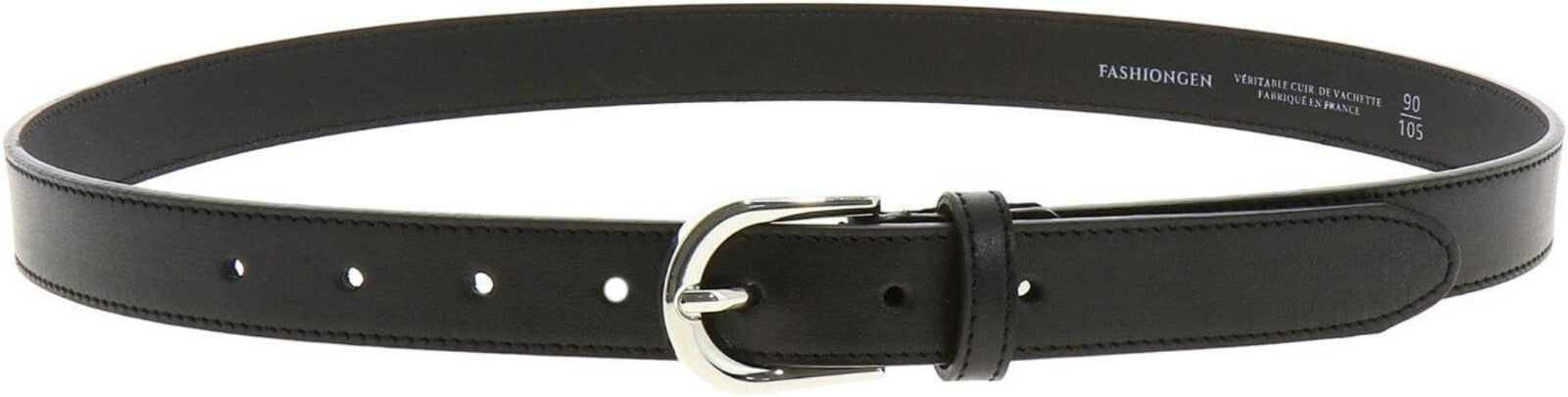 Versatile Genuine Leather Women's Belt – Polished Brass Buckle, Made in France