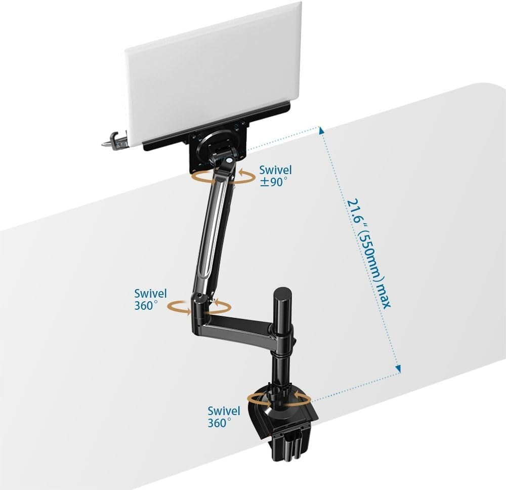 Dual Adjustable Laptop & Monitor Mount with Cable Management - Easy Installation