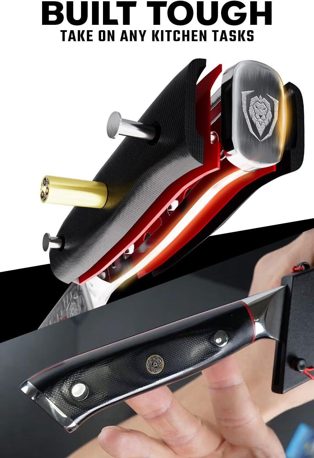 Damascus 9.5" Chef Knife - Lightweight AUS-10V Steel with Elegant Black Handle