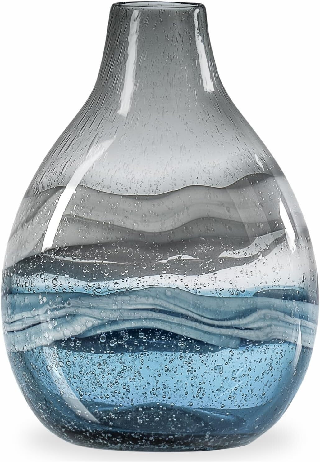 Unique 11" Blue Glass Centerpiece Vase - Perfect for Contemporary Interiors