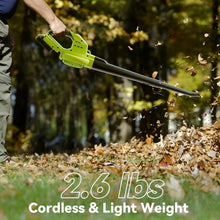 Load image into Gallery viewer, Lightweight 180CFM Electric Leaf Blower with 2 Batteries &amp; Charger, Green