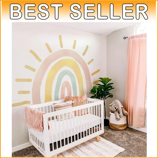 Fun Boho Rainbow Sun Wall Decals, Ideal for Kids' Playroom or Nursery Decor