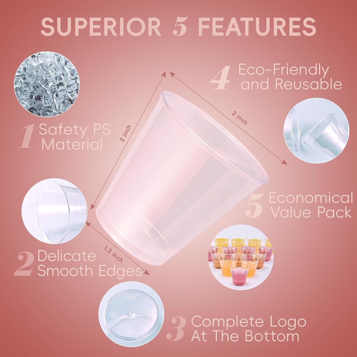 Durable 2 oz Plastic Shot Glasses - Perfect for Tastings, Celebrations & More