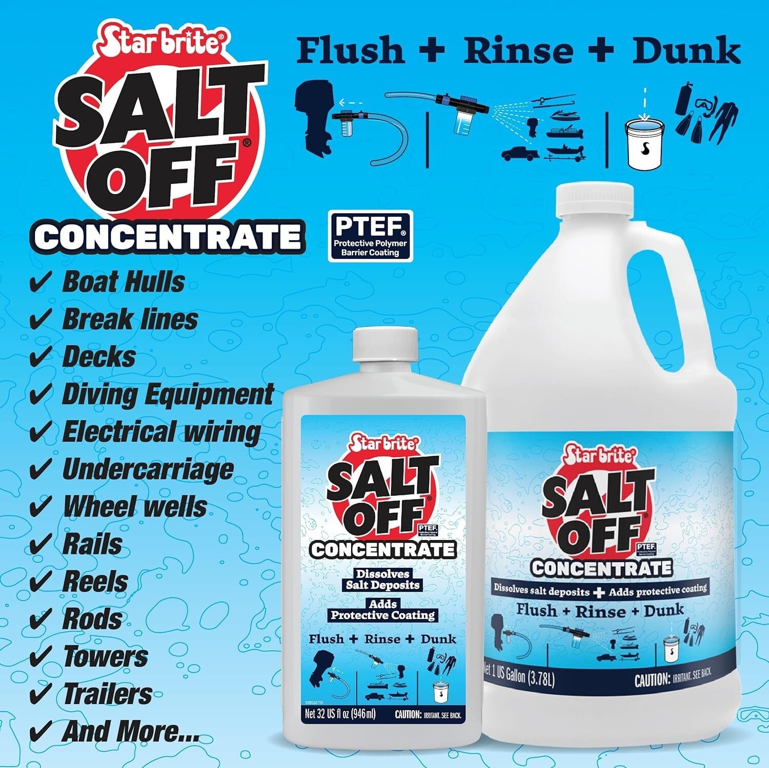 1 Gallon Salt Off Concentrate - Effective Marine Engine Flush & Surface Cleaner