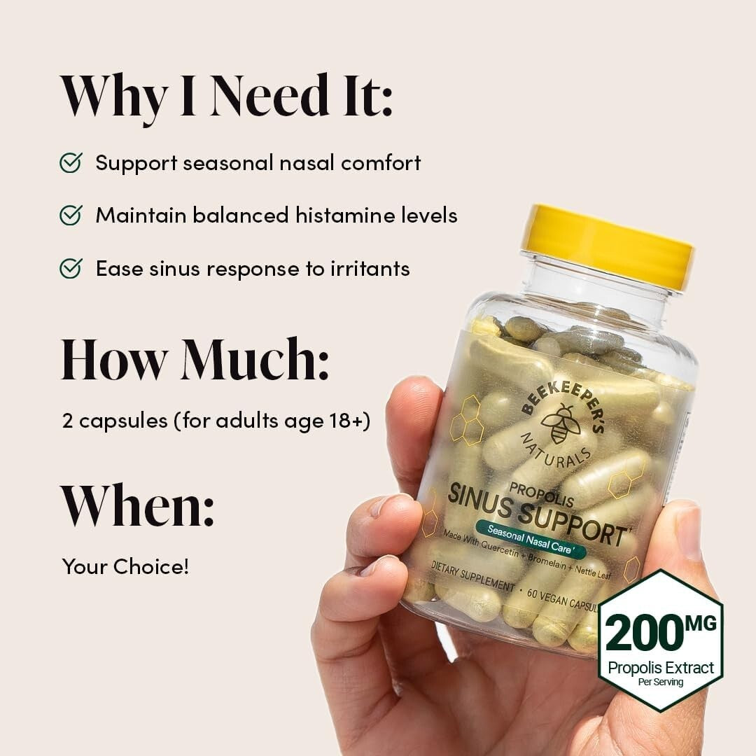 Natural Seasonal Sinus Relief Capsules - Enhance Comfort & Immune Support, 60 ct