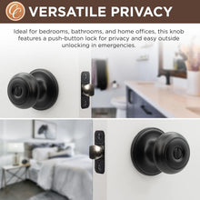 Load image into Gallery viewer, 6-Pack Matte Black Round Colonial Door Knobs with Privacy Locking Function