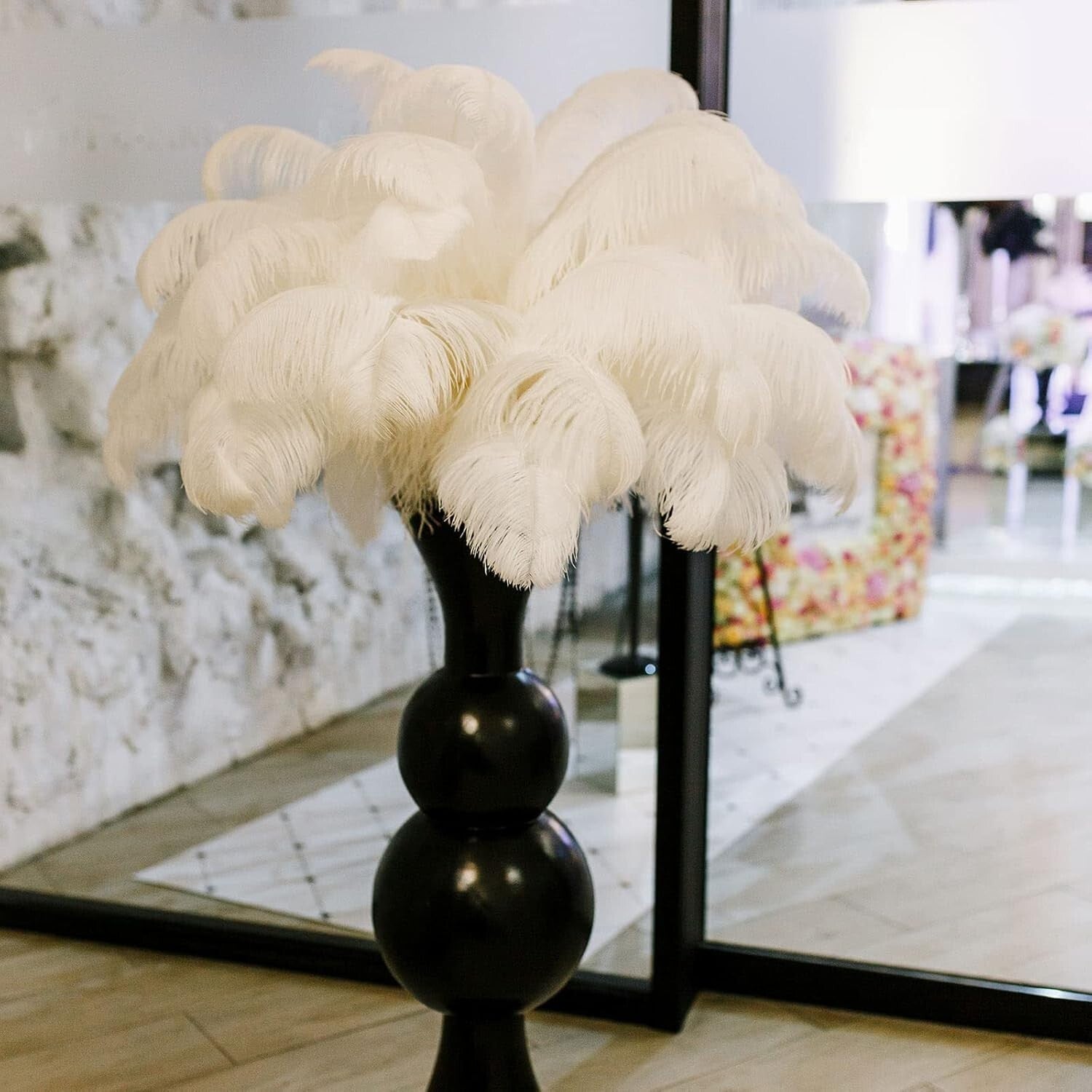 Natural Ostrich Feathers Bulk - 50 Pcs 14-16 Inch for Stunning Wedding Decor