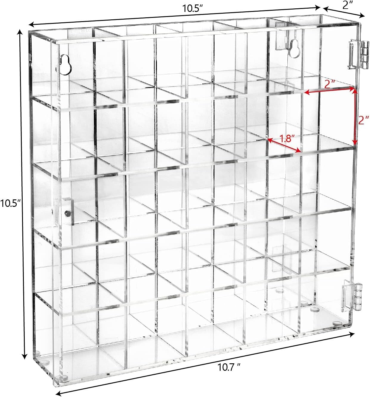 Stylish Wall Mount 25 Compartment Display Cabinet for Small Collectibles - 10.7"