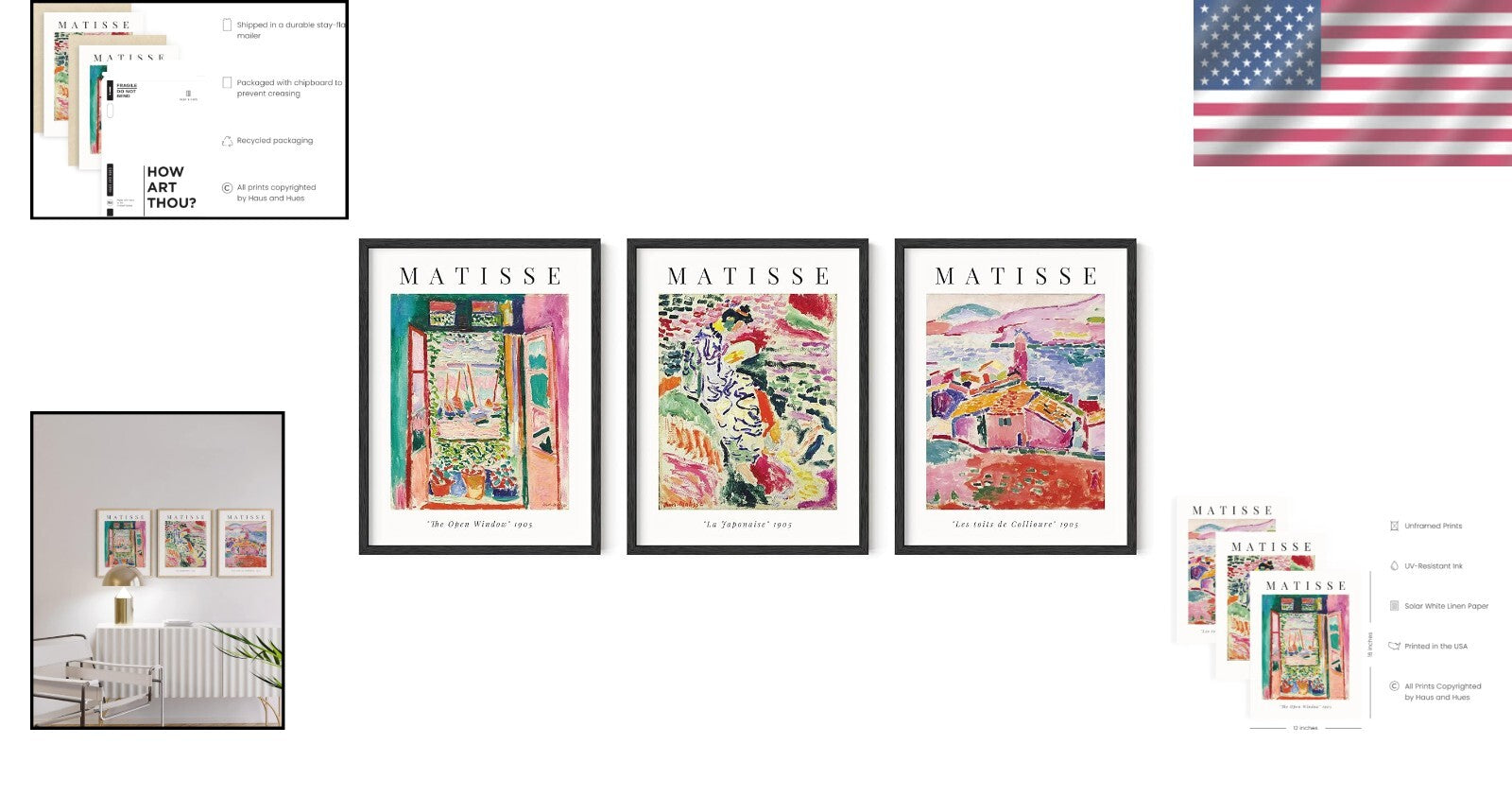 Transform Your Home: Matisse Wall Art Set with Protective Plexiglass, 12x16