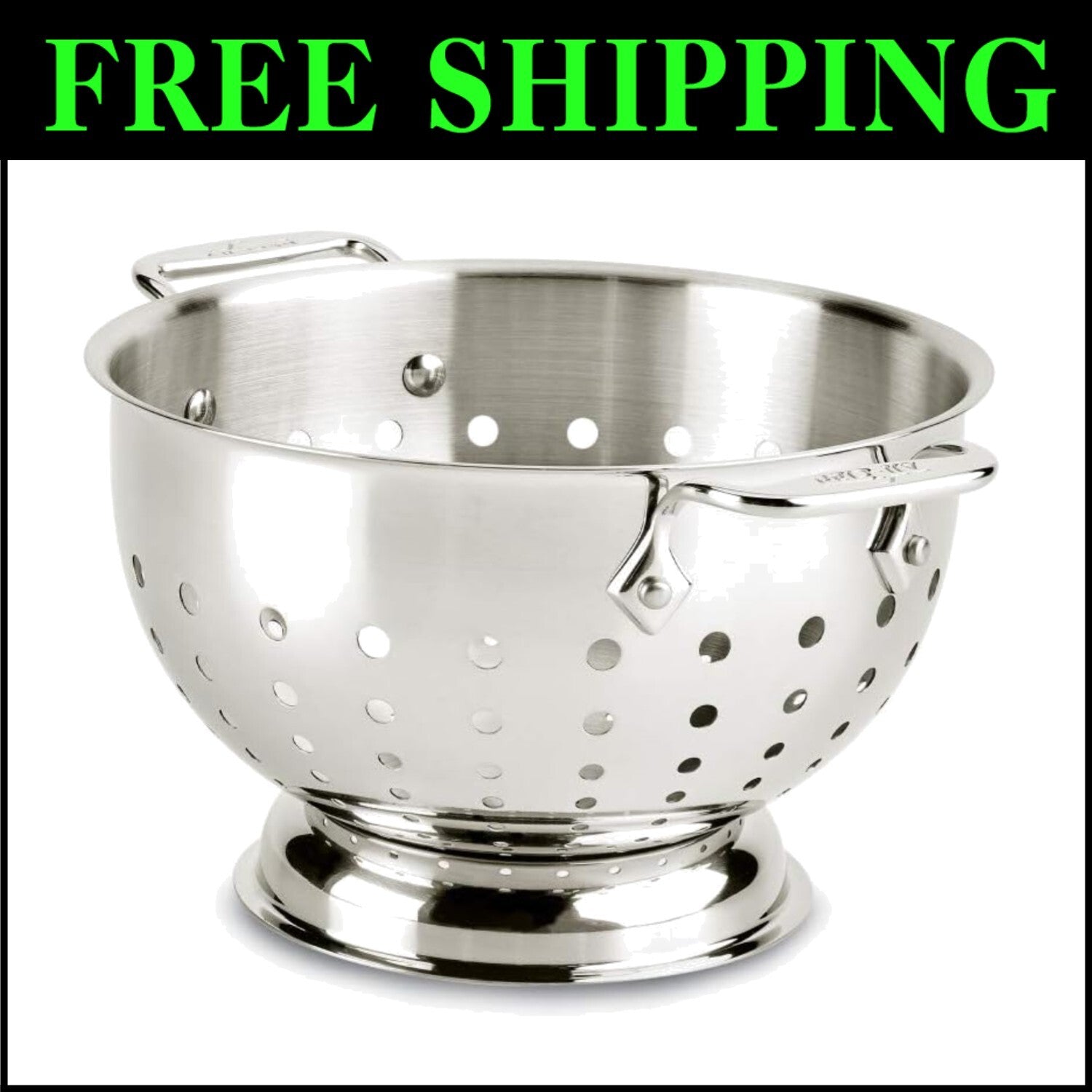 Premium 3-Quart Pasta Strainer with Durable Riveted Handles - Dishwasher Safe