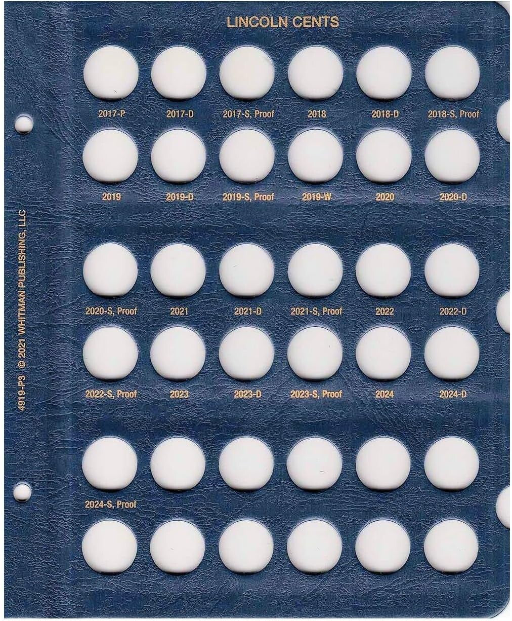 Elegant Lincoln Cent Coin Album - 1909 to 2024, Secures and Displays Cents