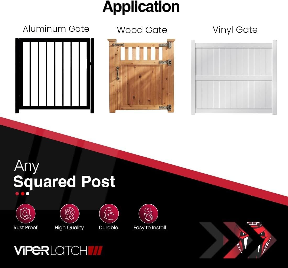 Weather-Resistant ViperX2 Gate Latch - Keyed Alike for Vinyl, Wood & Metal