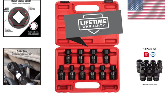 Professional 3/8 Inch Drive 10-Piece Metric Socket Set in Durable Storage Case
