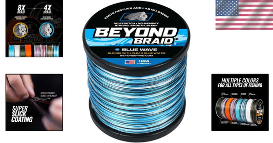 Ultimate 80lb Braided Fishing Line - Abrasion Resistant & Low Memory - Blue Camo