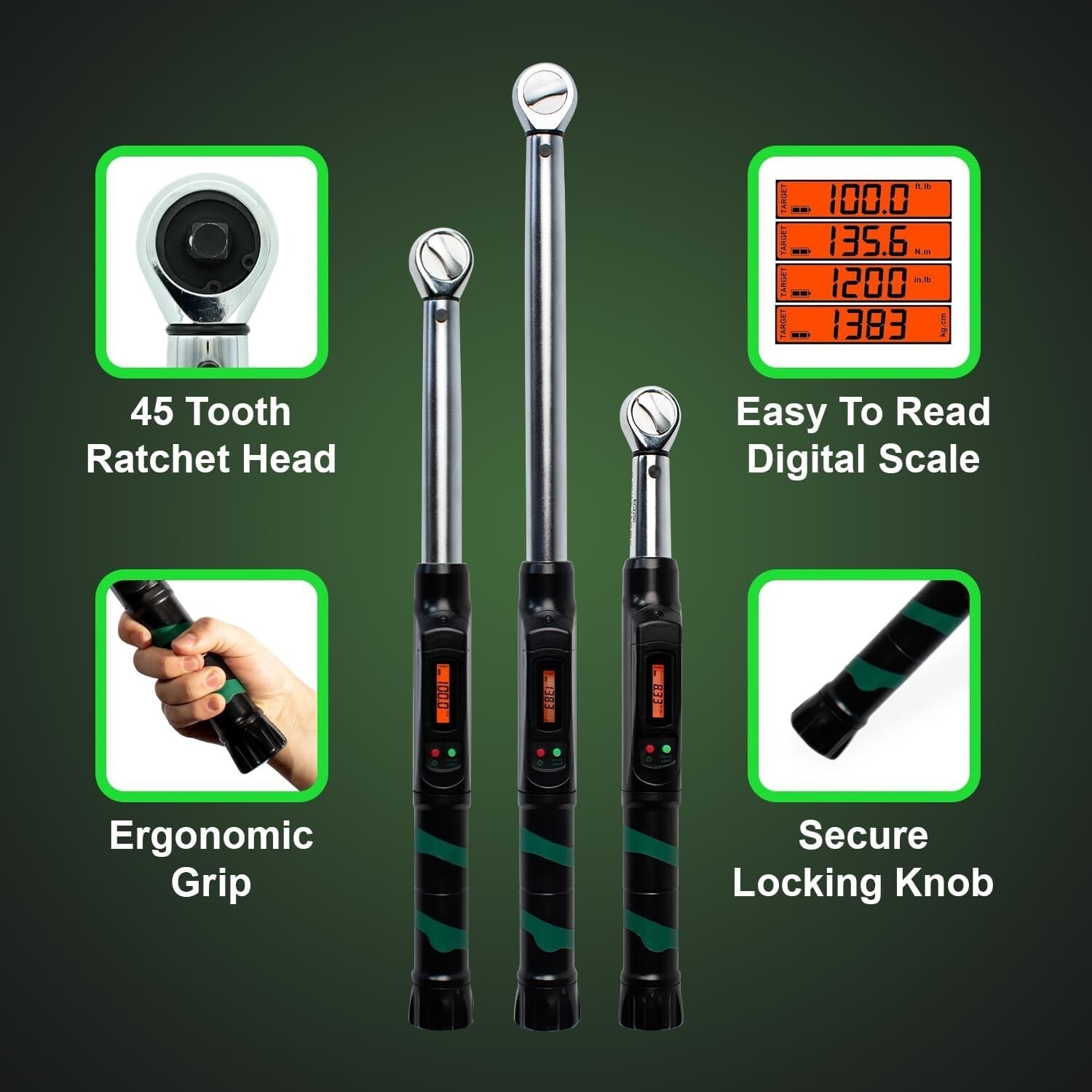 Professional Digital Torque Wrench - 1/2" Drive with Multiple Measurement Units