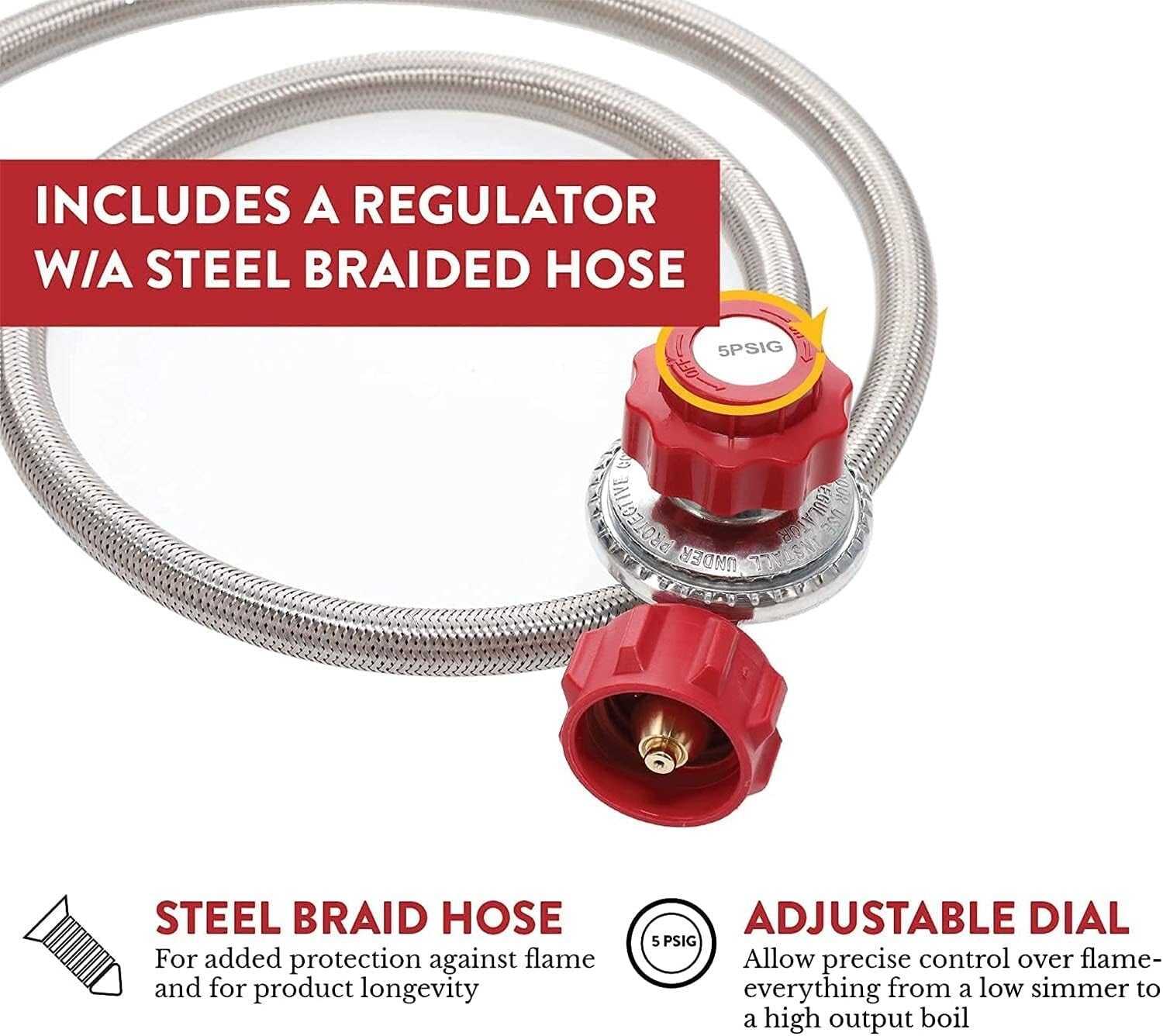 High-Pressure Propane Double Burner Camp Stove with Windscreen & Adjustable PSI