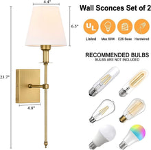 Load image into Gallery viewer, Modern Classic Indoor Wall Sconces Set of 2 - Flared Fabric Shade Design