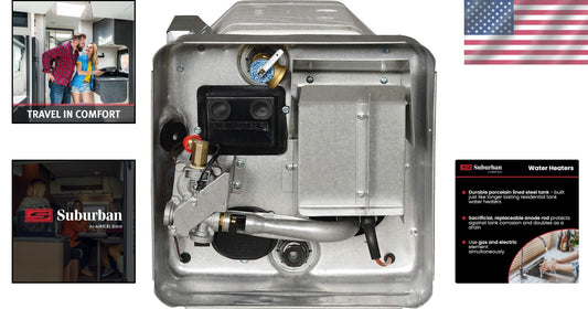 10 Gallon Porcelain-Lined RV Water Heater with Direct Spark Ignition & Anode Rod