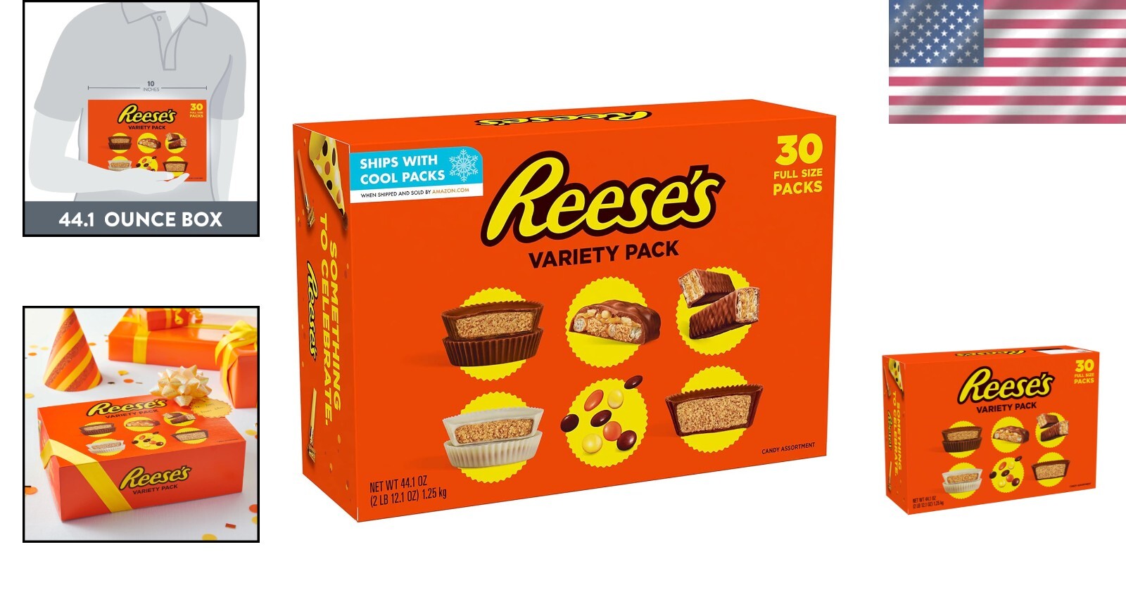 Decadent Assorted Peanut Butter Candy - 30 Count Bulk Box for Parties, 44.1 oz