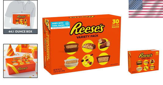 Decadent Assorted Peanut Butter Candy - 30 Count Bulk Box for Parties, 44.1 oz