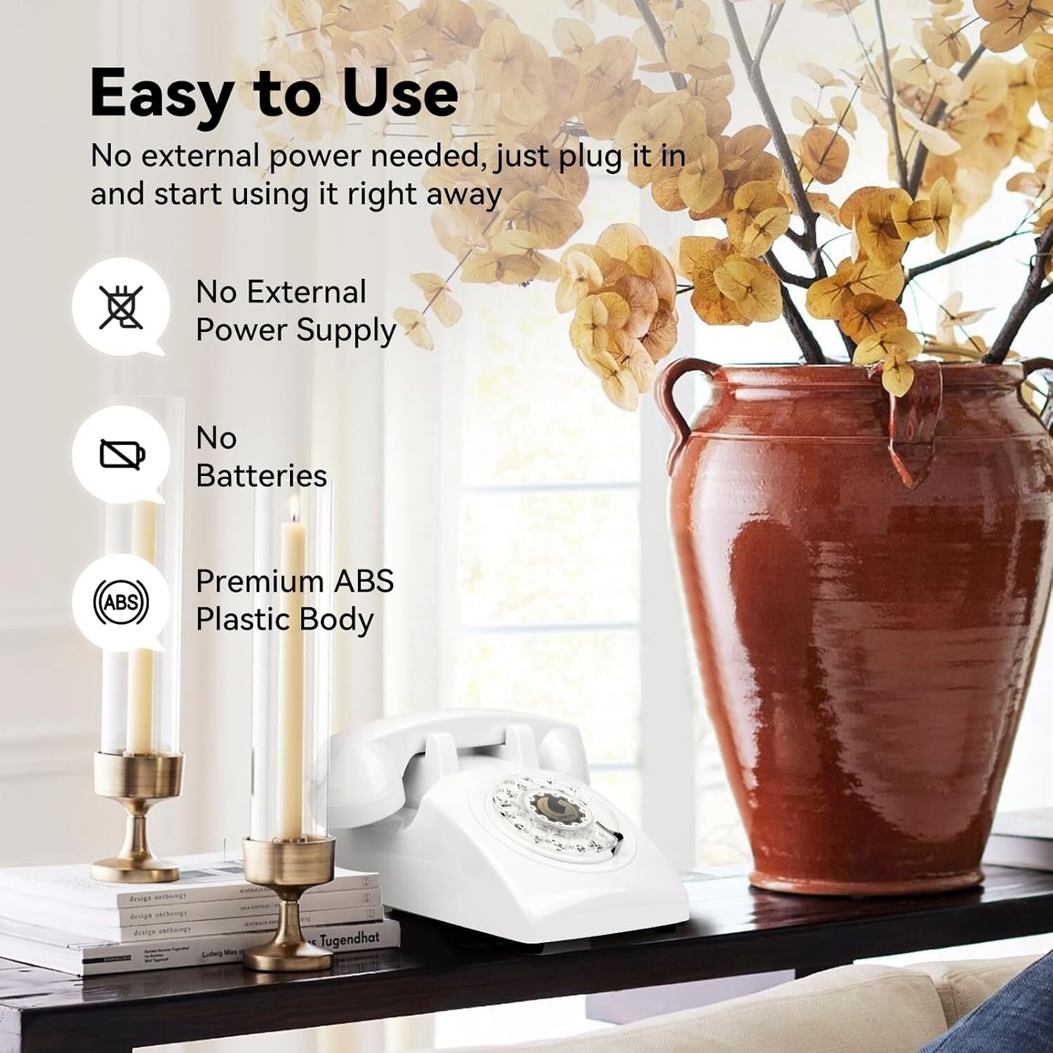 1960s Vintage Rotary Phone with Mechanical Ringer - Elegant White Design