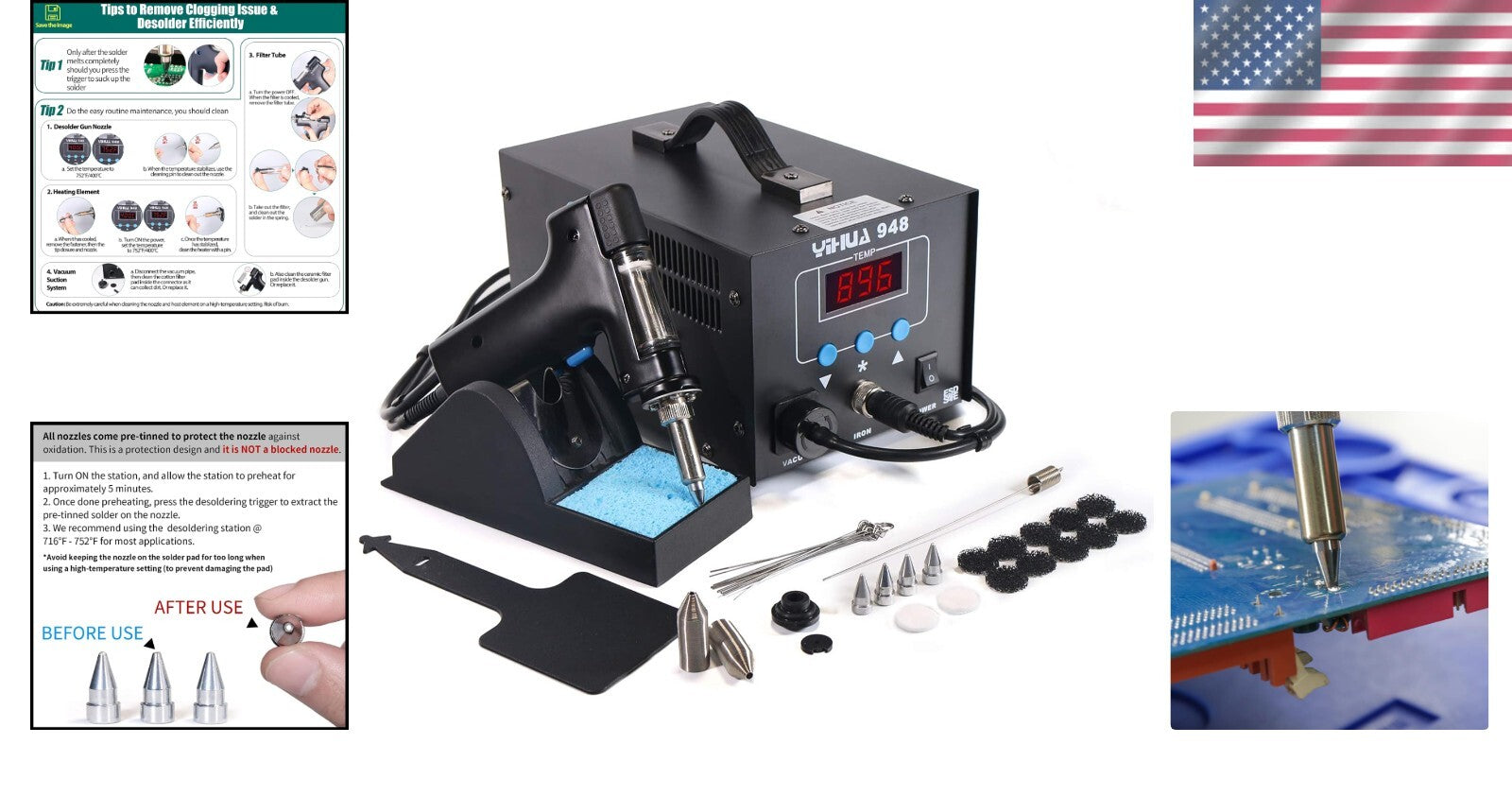 80W Professional Desoldering Station with Auto Shutoff & Variable Temp Control