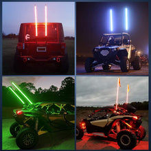 Load image into Gallery viewer, 2PCS 3FT RGB LED Whip Lights with Remote - Universal Fit for Offroad Vehicles
