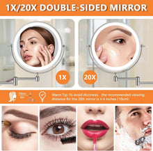 Load image into Gallery viewer, 8” Round Makeup Mirror with 54 LED Lights - Rechargeable &amp; Adjustable Brightness