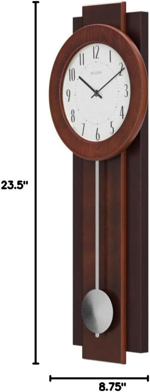 Elegant Two-Tone Wooden Wall Clock with Pendulum & Arabic Numerals - 23.5"