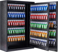 Load image into Gallery viewer, Secure Black Metal Key Holder Cabinet with 200 Tags &amp; Easy Wall Mount Features