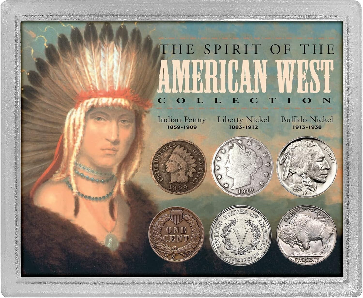 Spirit of The American West Penny & Nickel Coin Collection with Acrylic Case