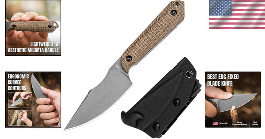 6.49in Compact Mini Harpoon Knife - Stylish Micarta Handle for EDC & Camping