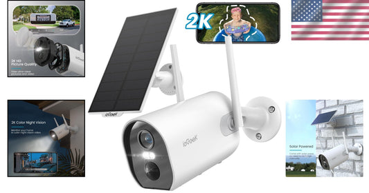 AI Motion Detection Solar Camera - 3MP Color Night Vision, Works with Alexa