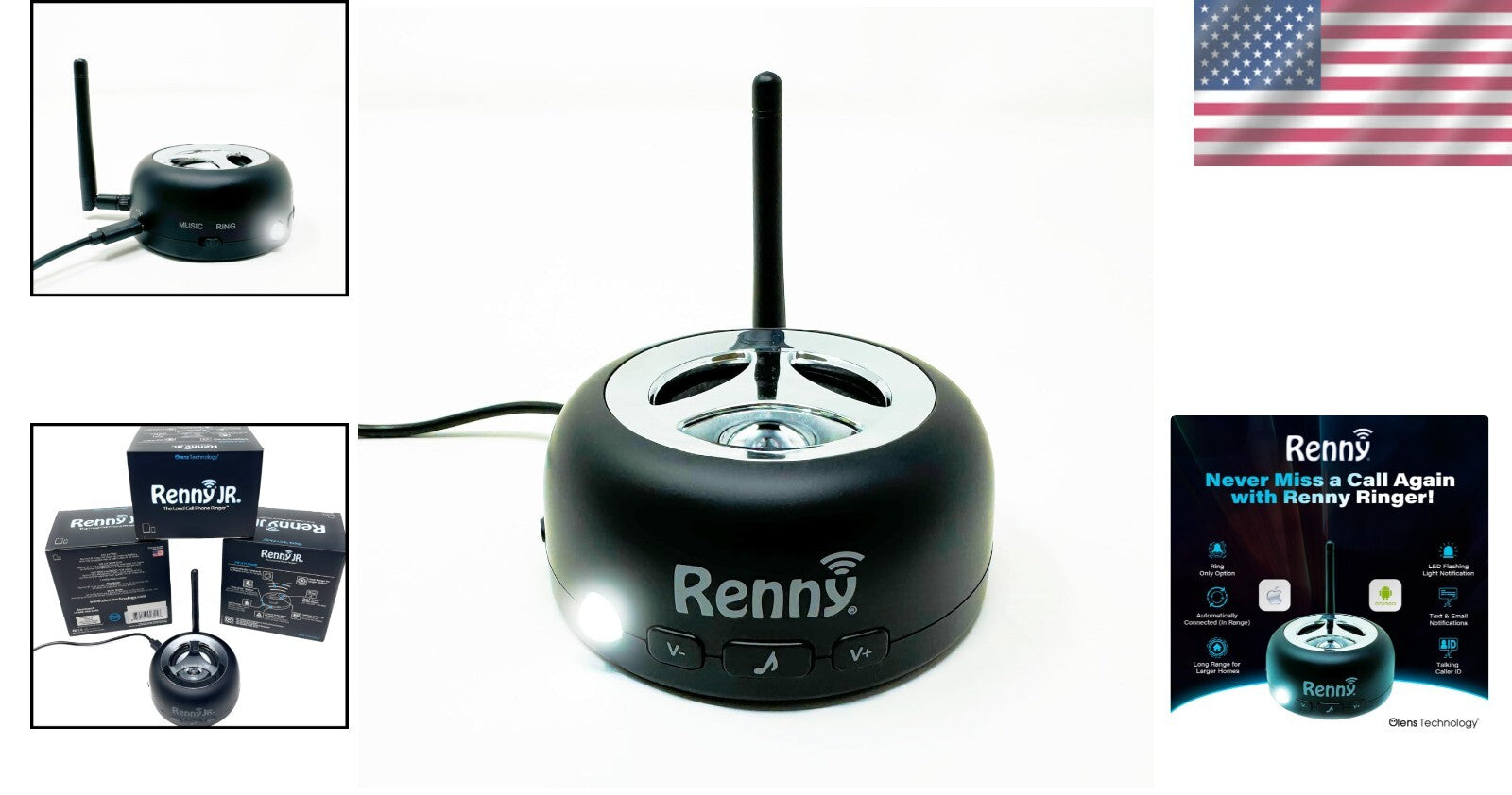 Wireless Bluetooth Speaker with 117dB Ringer & Caller ID for Noisy Environments