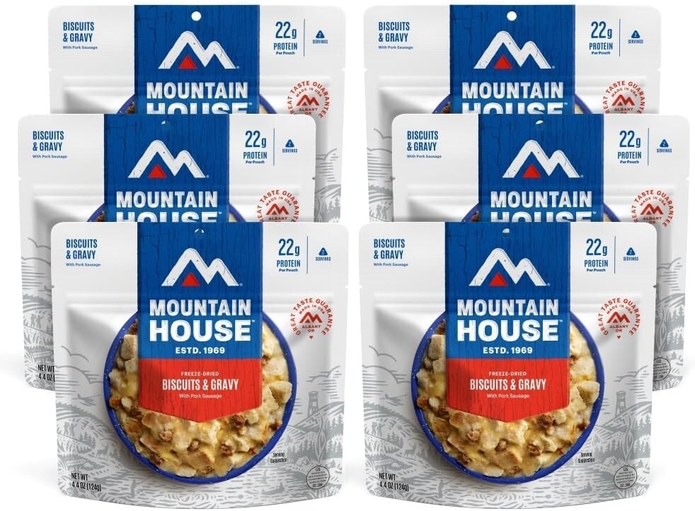 Lightweight 6-Pack of Biscuits & Gravy | Perfect Freeze-Dried Camping Food