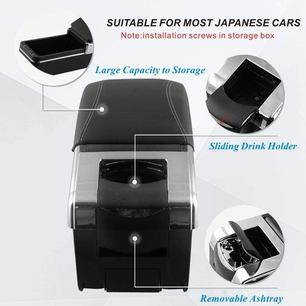 Premium Double Layer Armrest Box for Cars with Retractable Cup Holder & 7 USB