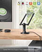 Load image into Gallery viewer, Compact AC1200 USB Linux WiFi Adapter with Adjustable Antennas for Stability