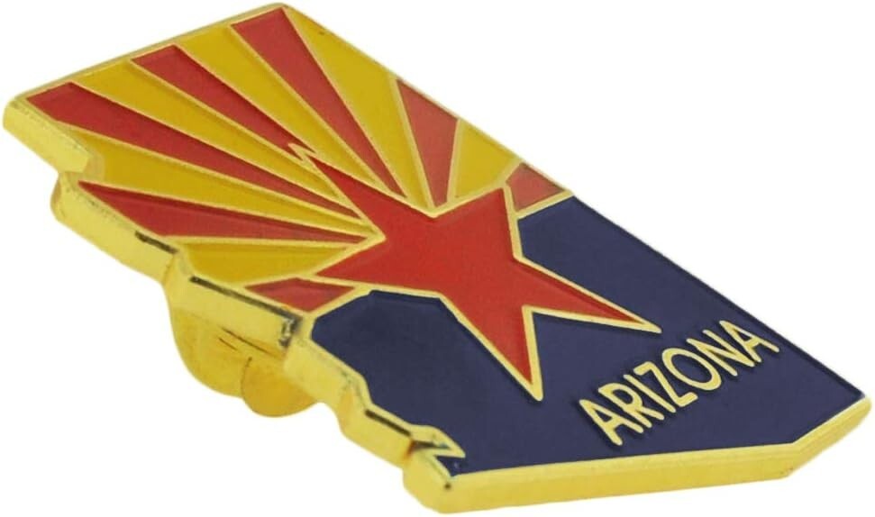 Gold Plated 50 US State Lapel Pins Set - Enamel Finish & Secure Clutch Back